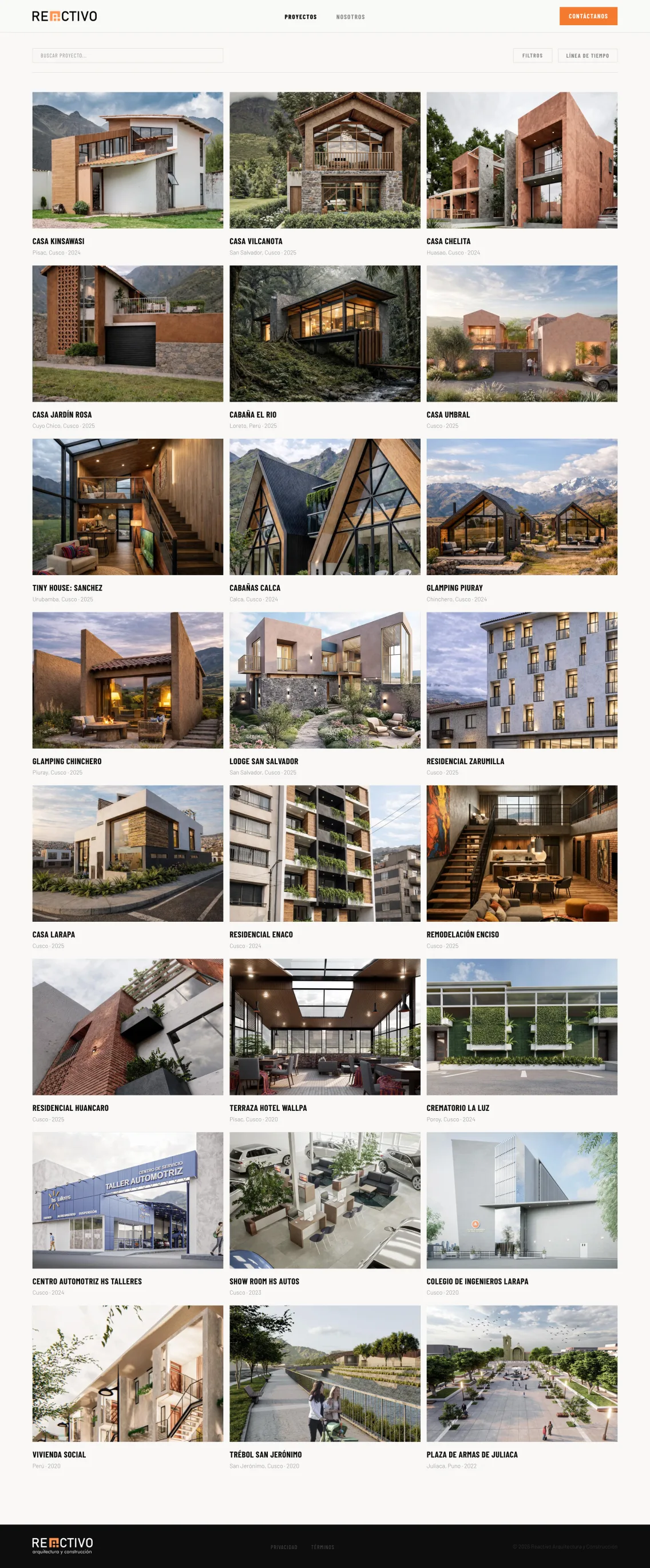 Reactivo Arquitectura - Sitio web para Studio
